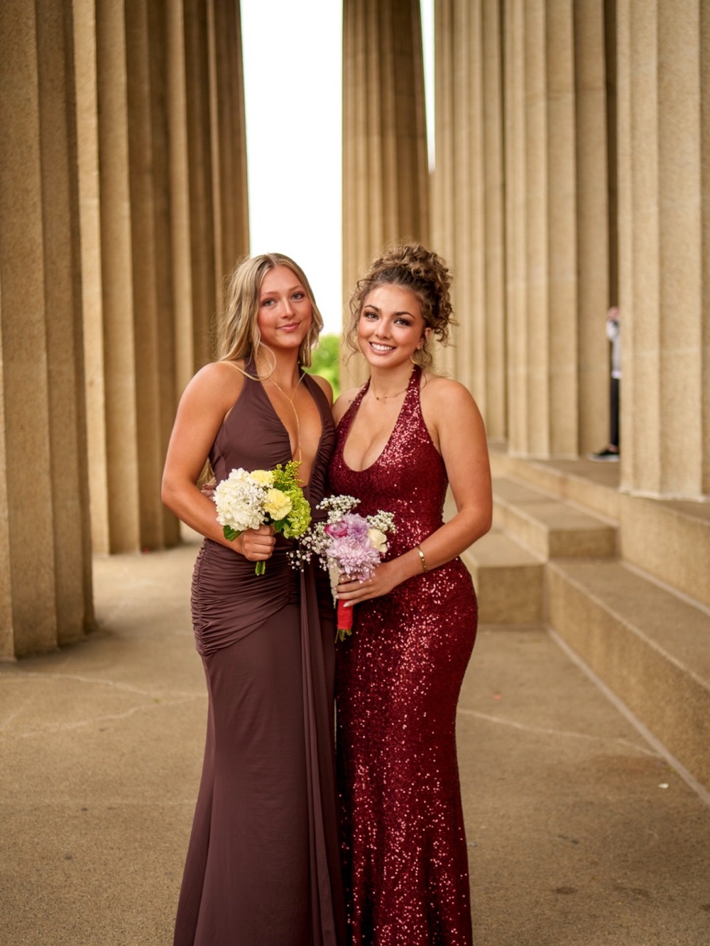 Halter Sequin Maxi Dress in Wine Red